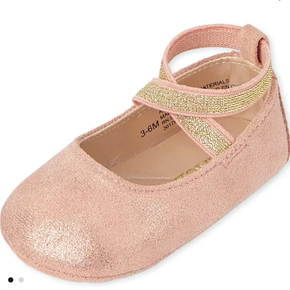 The Children’s Place Baby Girl Shimmer Wrap Ballet Flats Size 0-3 Months